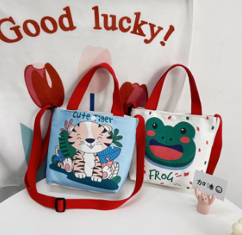 Cute Canvas Tote Bag Boys Girls Shoulder Bags Kids Handbag Bag Cross-body Bag Fashion School Bag