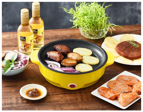 Electric Non-Stick Medical stone Frying Pan Multi Mini Cooker Random color 22cm