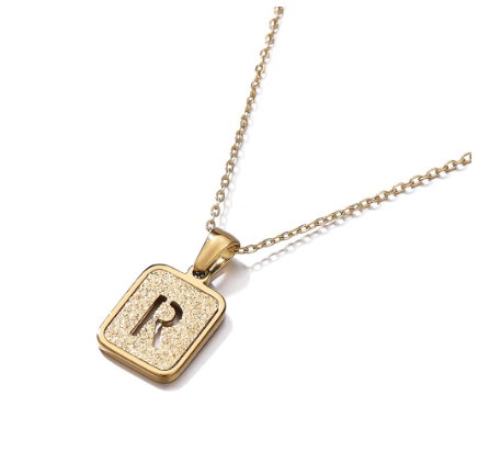St. Kunkka 316L Stainless Steel Hollow A-Z Letter Pendant Necklace for Gift and Birthday Gift  R