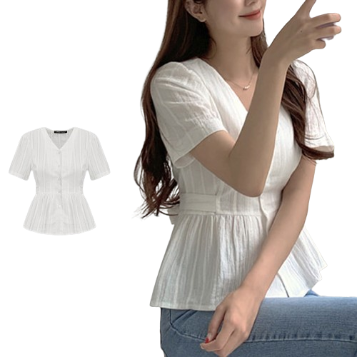 Lovito Elegant Plain Lace Up Button Ruched Blouse for Women L74ED234