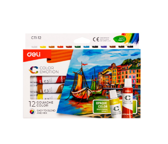Deli EC11 Gouache Paint Set 12/24 Colors 12ml 1SET [78EC1112]