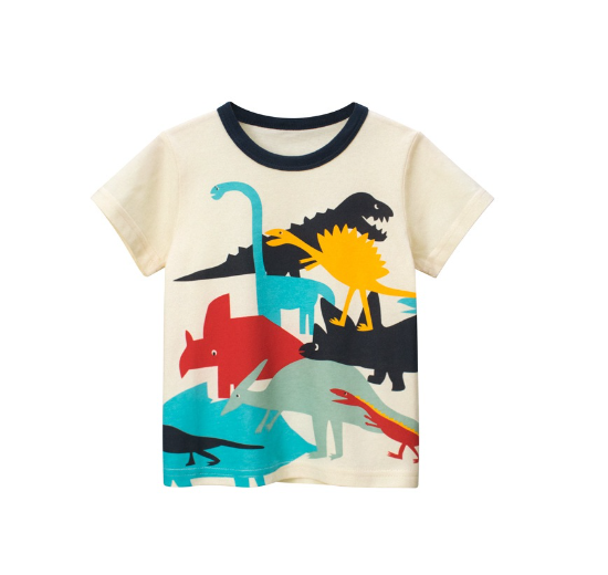 27Kids Quality Summer Clothing Kids Shirt Cotton Plane Fish Animals Dino Fashion Casual Boy Toddler D7