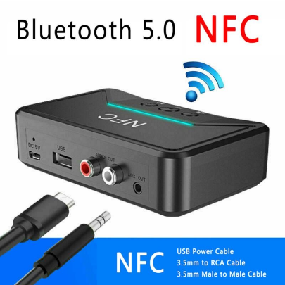 BT200 NFC Bluetooth5.0 Receiver with 3.5mm AUX RCA Jack A2DP Hifi Wireless Audio Music Adapter For Car Kit Speaker
