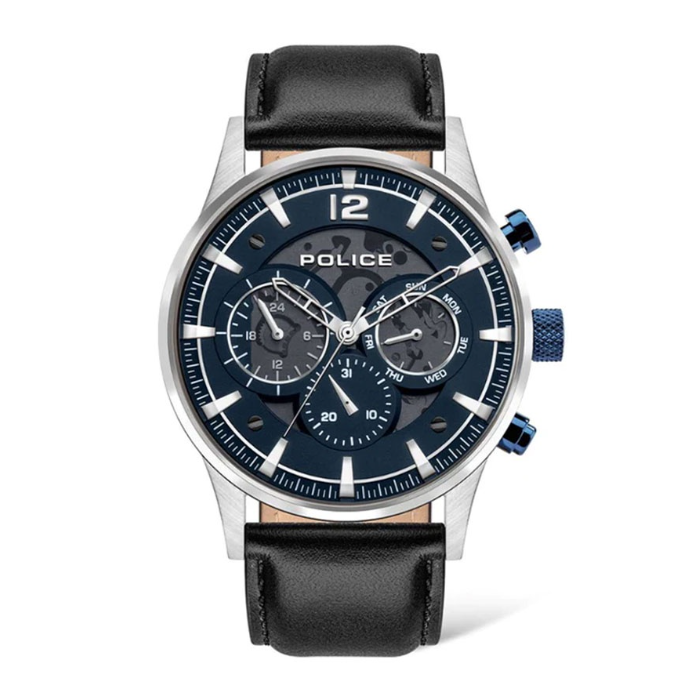 Police Driver Black Leather Analog Quartz Watch For Men PPL.14383JS/03A