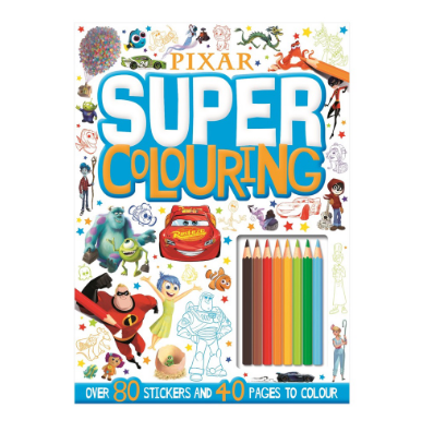 Disney Pixar Super Colouring Book with Color Pencils & Stickers for Kids