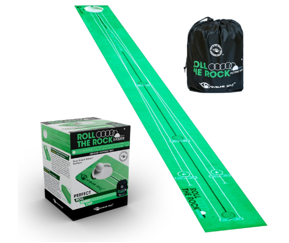 EyeLine Golf - Roll The Rock Mini Putting Mat - Have Fun Perfecting Stroke, Alignment, Speed Control, visualization, Consistency. Indoor Putting mat. - 2’ X 8’