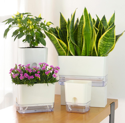 Magnetic Water Bottom Storage Basin Self Watering System Plants Flower Pot Indoor Planter