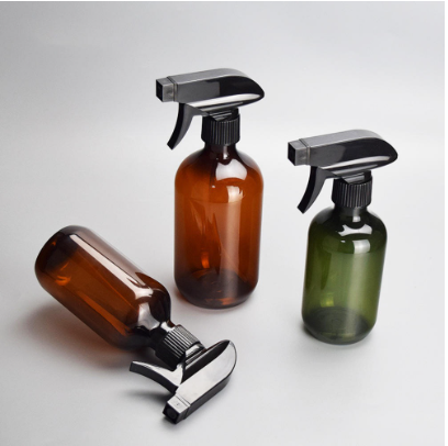 Empty Amber Plastic Spray Bottle - Large Refillable Container for Essential Oils, Homemade Cleaning Products, Aromatherapy - Durable Trigger