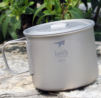 Keith 900ml Portable Outdoor Camping Hiking Travel Titanium Water Cup Titanium Mug With Lid Foldable