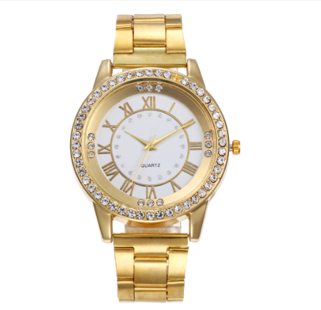 Fashion Roman digital scale personalized diamond inlaid steel band watch business leisure quartz watch F3