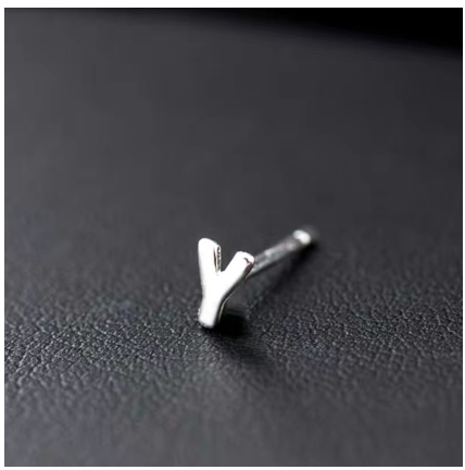 A-Z Initial Letter Stud Earrings for Women Girls Birthday Gift Silver Plated 26 Alphabet Name Ear Piercing Jewelry Y