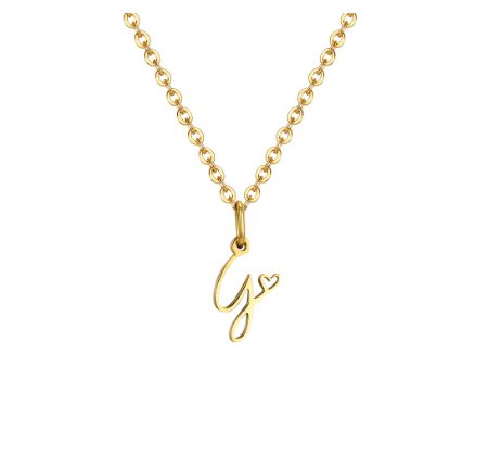 Vnox Initial with Hollow Heart Pendant Necklace,18K Gold Dainty Letter Choker Necklace Gift for Women Necklace Jewelry G