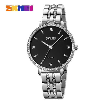 SKMEI Watch For Woman Waterproof Original Women Stainless Steel Quartz 2006  SILVER BLACK