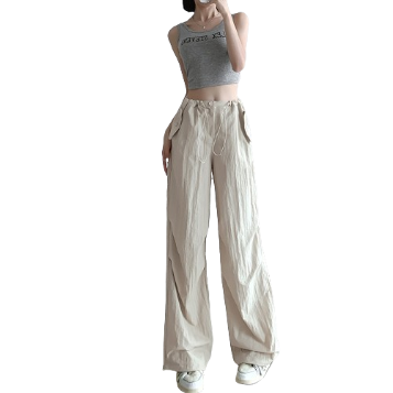 Lovito Women Casual Plain Drawstring Button Pants L73AD111