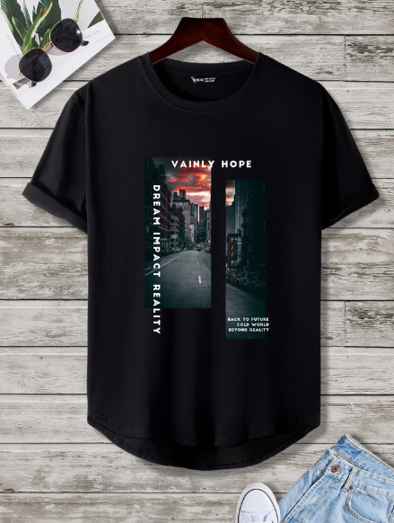 Manfinity Homme Men T-Shirts Fit Crew Neck Short Sleeve Graphic Tee Photo Casual Urban Summer Polyester