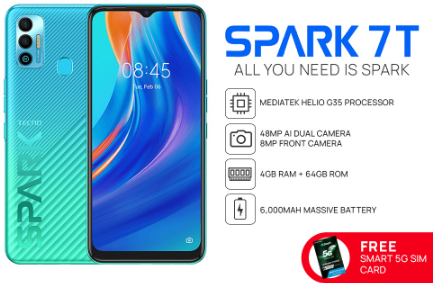 Tecno Spark 7T Smartphone | 4GB RAM + 64GB ROM