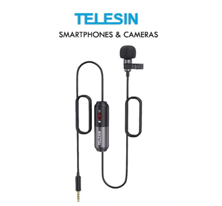 TELESIN Pro-Grade Lavalier Lapel Condenser Microphone for Cameras and Mobile Devices MIC-LAV02