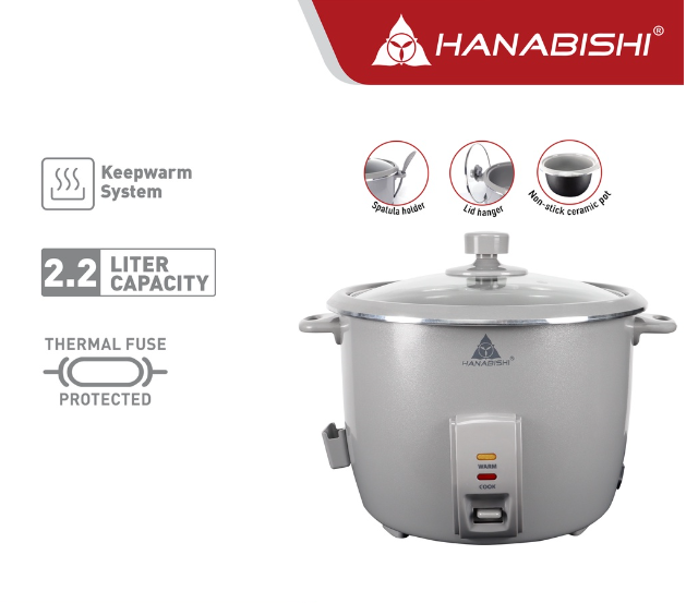 Hanabishi Rice Cooker HHRC22CERC 2.2L 12 cups Non-toxic Ceramic Coating