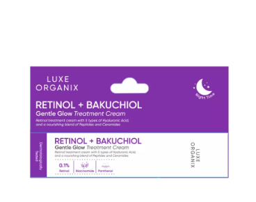 LUXE ORGANIX Retinol + Bakuchiol Overnight Glow Gentle Treatment Cream 30g