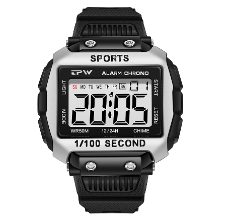 TPW Digital Watch Super Easy to Read Scratch Proof Case 5ATM Water Resistant Digital Watches for Outdoor Sport Wristwatch SILVER