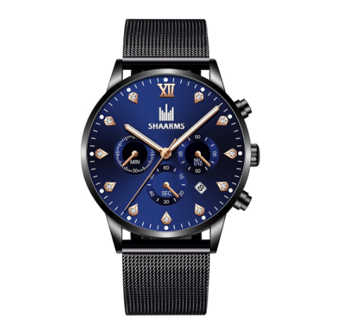 Fashion Men Stainless Steel Quartz Watches with Calendar M03