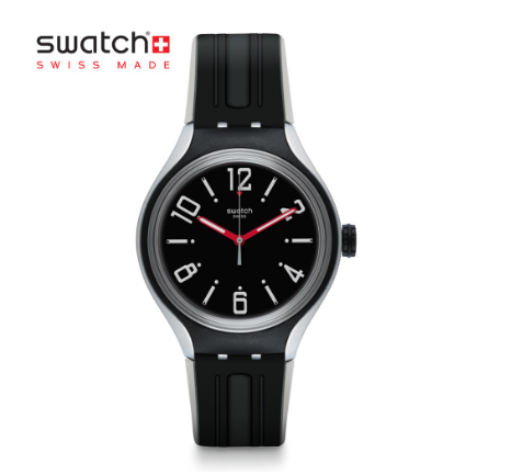 Swatch Irony Xlite PEPPE YES1004 Black Silicone Strap Aluminium Watch
