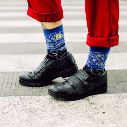 IDENTITY Starry Night Printed Crew Length Socks