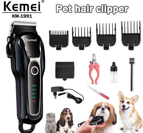 Kemei Professional Hair Clipper Razor Dog Heavy Duty Rechargeable Pet Hair Removal Machine KM-1991