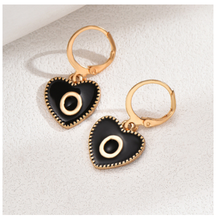1 Pair Letter Heart Earring Gold Color Hoop Earrings For Women Fashion Alphabet Dangler Initials Ear Accessories Jewelry Gifts O