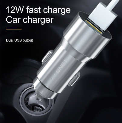 100% Original QNET Z-001 2.4A Quick Dual USB Car Charger with Cable