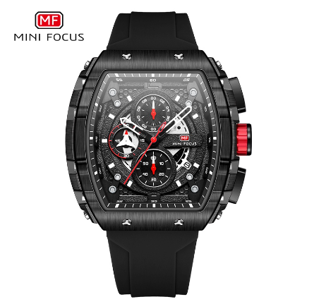 Mini Focus Fashion Barrel Quartz Watch For Men Luminous Waterproof Chronograph Calendar Military Outdoor Sports Luxury Watch  ALL BLACK