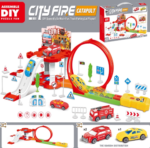 DIY Parking Lot Car Free Combination Set Children's Assembled Gliding Rail Car Catapult Car Toy