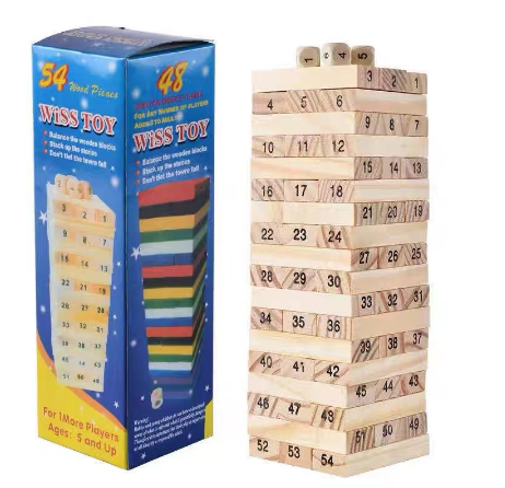 54 Pcs Wooden Wiss Toy Building Blocks