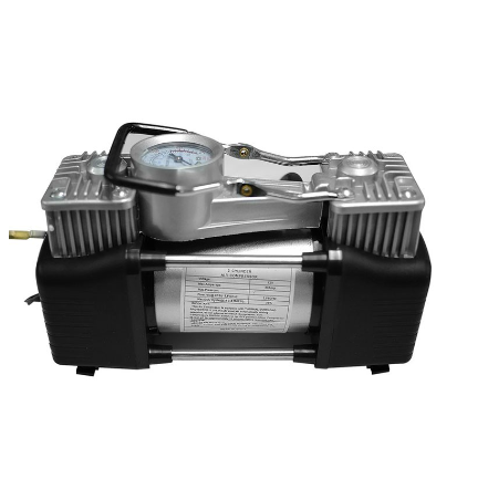 2 Cylinder Car Air Compressor with Hard Case (Silver)