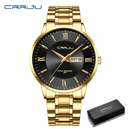 CRRJU Men's Watch New Fashion Casual Sports Business Stainless Steel Quartz Waterproof 2175 m3