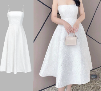 Lovito Women Casual Plain Fabric Texture Dress L70AD083 White