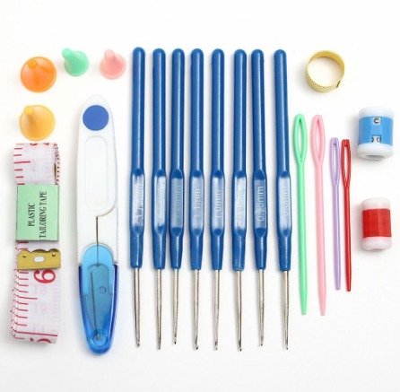 (In stock) 16 Sizes Crochet Hooks Knitting Craft Case Crochet Set Knitting Tool Set Ready