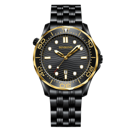 Binbond Men Business Steel Band Quartz Watch Rotating Dial Waterproof Unique Watch Men M4