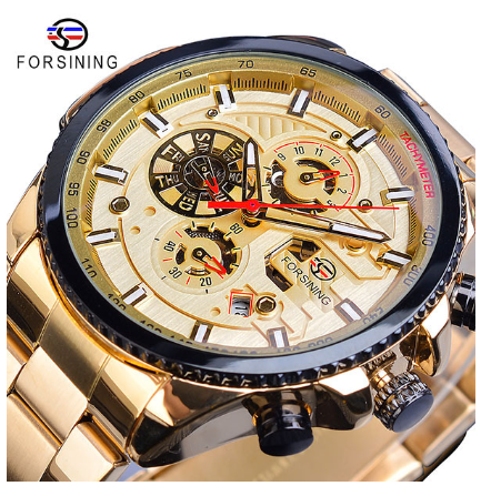 Forsining Watch for men Automatic Mechanical Watches Men stainless steel Tourbillon Waterproof Skeleton Wristwatch 5