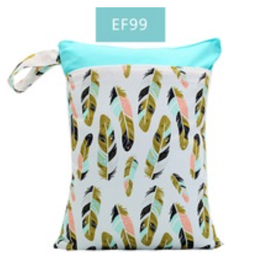 Happyflute 1PC Reusable Waterproof Fashion Prints Wet And Dry Diaper Bag Double Pocket Cloth Handle Wetbags DB3