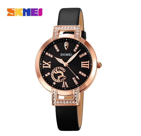 Skmei 1977 Watch for Women Elk Slim Strap Round Dial Analog Quartz Wristwatch BLACK