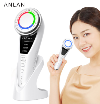 ANLAN Upgrade EMS Facial Massager LED Light Therapy Sonic Vibration Anti Wrinkle Hot Cool Treatment Skin Care Beauty Device