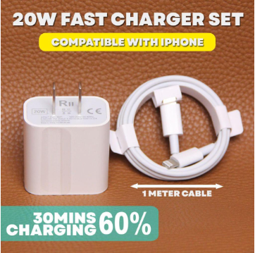 RII 20 Watts Power Adapter USB-C to IOS Cable Fast Charger for Iph0ne 6/7/8/X/XR/11/12/13/14 Pr0 Max/14 Pr0