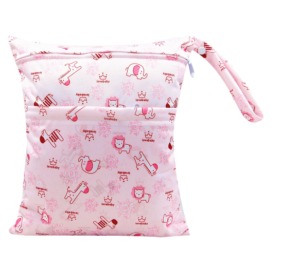 Diaper Wet Dry Bags Duble Zipper Printed Portable Waterproof Dag Storage Bag Swimwear Bag  30x36cm