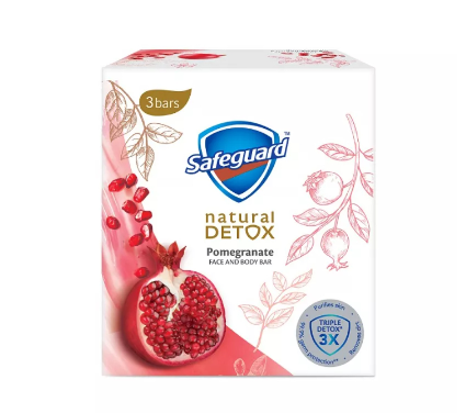 SAFEGUARD Detox Face and Body Bar Pomegranate 108G x 3