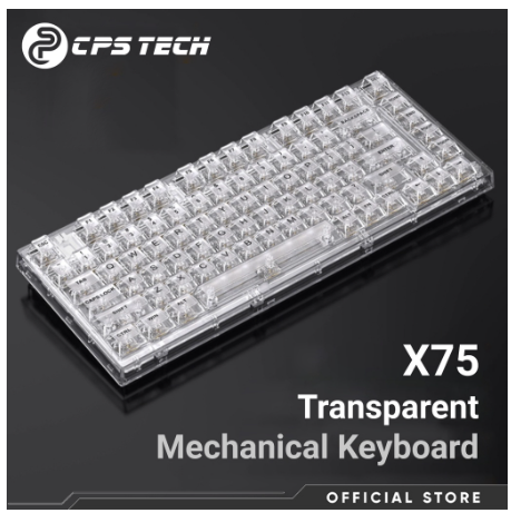 CPSTECH X75 Gasket Hot-Swappable Mechanical Keyboard Full Transparent Customized Wired
