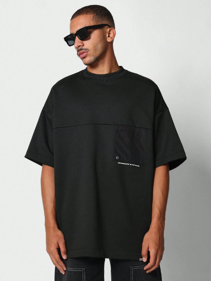 SUMWON Oversized Fit Summer Weight Tee With Pocket College Ready