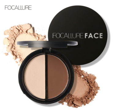 FOCALLURE Double Colors Highlighter Contour Powder Palette