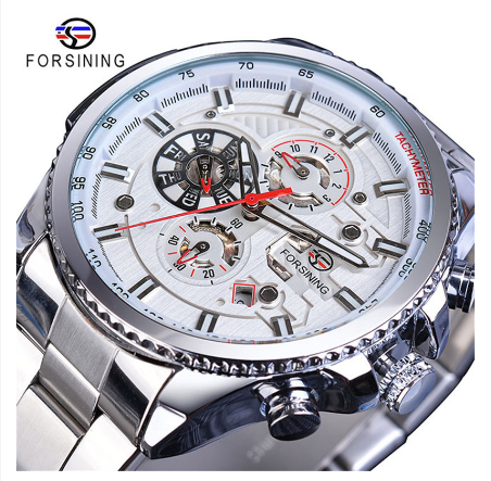 Forsining Watch for men Automatic Mechanical Watches Men stainless steel Tourbillon Waterproof Skeleton Wristwatch 8