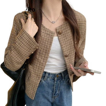 Lovito Women Casual Plain Button Front Blazer LNA40091